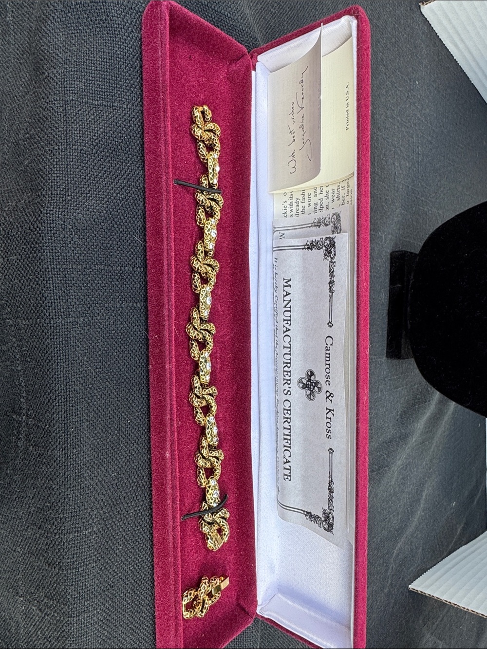 Gold-Tone Rope Link Bracelet in Pink Velvet Box
